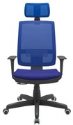 Cadeira Office Brizza Tela Azul Com Encosto Assento Aero Azul RelaxPlax Base Standard 126cm - 63647 Sun House