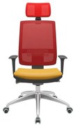 Cadeira Office Brizza Tela Vermelha Com Encosto Assento Facto Dunas Amarelo Autocompensador 126cm - 63083 Sun House