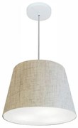 Lustre Pendente Cone Md-4155 Cúpula em Tecido 30/40x30cm Rustico Bege - Bivolt