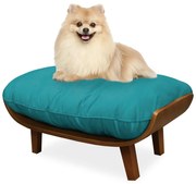 Cama Pet Costela para Cães e Gatos Almofadada Suede Azul Tiffany