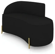 Sofá 2 Lugares Orgânico 140cm Pé Dourado Morgan Linho D03 - D'Rossi - Preto