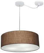 Lustre Pendente Cilíndrico Com Desvio de Centro Vivare Md-4222 Cúpula em Tecido 45x15cm - Bivolt