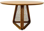 Mesa de Jantar Coss Redonda Tampo Cedro com Base Cedro e Corda Canela 120 cm - 72682 Sun House