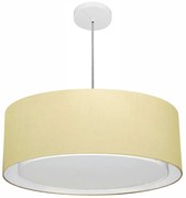 Lustre Pendente Cilíndrico Duplo Md-4297 Cúpula em Tecido 60x25cm Algodão Crú - Bivolt