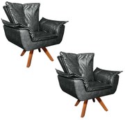 Poltrona Sala de Estar Giratória MM30 Kit 2 Opalla Corano D03 - D'Rossi - Corano Preto