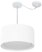 Lustre Pendente Cilíndrico Com Desvio de Centro Vivare Md-4305 Cúpula em Tecido 40x25cm - Bivolt