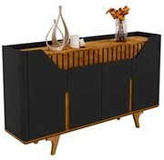 Buffet Aparador 4 Portas 160cm Melissa B02 Preto/Naturalle - Mpozenato