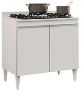 Balcão para Cooktop 80cm 2 Portas Flórida Branco - Lumil Móveis