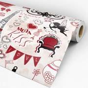 Papel de parede adesivo casual paris romantic vermelho