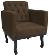 Poltrona Classic Pés Luís XV Suede Marrom - ADJ Decor
