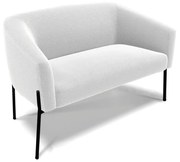 Sofá 2 Lugares Namoradeira Pé de Ferro Preto Stella Bouclê D03 - D'Rossi - Off White