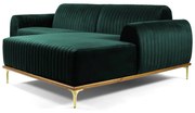 Sofá 4 Lugares Bipartido com Chaise Lado Esquerdo Base de Madeira Euro 255 cm Veludo Verde G15 - Gran Belo