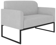 Poltrona Namoradeira Decorativa Isabella Base Industrial Suede Cinza/Preto G19 - Gran Belo