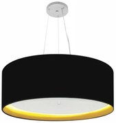 Lustre Pendente Cilíndrico Md-4013 Cúpula em Tecido 60x25cm Preto / Amarelo - Bivolt