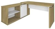 Mesa Escrivaninha em L 135x168cm 1 Porta Sharp A06 Olmo/Branco - Mpoze