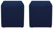 Kit 02 Puffs Decorativos Dado Suede Azul Marinho - ADJ Decor