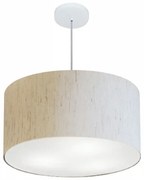 Lustre Pendente Cilíndrico Md-4101 Cúpula em Tecido 60x30cm Linho Bege - Bivolt