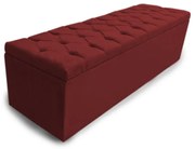 Calçadeira Baú Casal 140cm Nicole Capitonê Suede Bordô - Sheep Estofados - Vermelho escuro