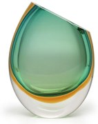 Vaso 210 MS Bicolor Verde com Âmbar Murano Cristais Cadoro
