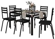 Jogo de Mesa Malva 140cm e 6 Cadeiras 118 Preto - Artefamol