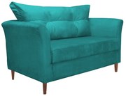 Namoradeira Ibis Decorativa 2 Lugares 1,35 m Recepção Quarto Sala Suede Azul Tiffany