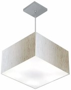 Lustre Pendente Quadrado Md-4020 Cúpula em Tecido 21/35x35cm Linho Bege - Bivolt