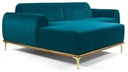 Sofá 350cm 6 Lugares com Chaise Esquerdo Pés Gold Molino C-66 Veludo T