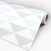 Papel de parede adesivo triângulo azul cinza e branco