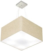 Lustre Pendente Quadrado Md-4199 Cúpula em Tecido 30/60x60cm Rustico Bege - Bivolt