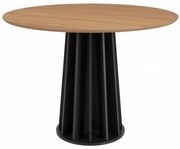 Mesa Jantar Nature TM71 Tampo Freijo com Base Cone Ripada Preto Fosco 105 cm - 67987 Sun House