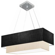 Lustre Pendente Retangular Preto e Linho Bege MJ-4322 Para Mesa de Jantar e Estar