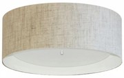 Plafon Cilíndrico Md-3008 Cúpula em Duplo Tecido 60x25cm Rústico Bege / Branco - Bivolt