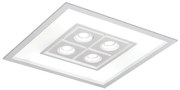 Luminária De Embutir Focus Quadrado C/ Aba 8Xe27 + 4Xmr16 50X50X10Cm |... (BT - Branco Texturizado)