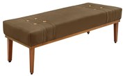 Divã Recamier Banco Base Madeira para Quarto Gênova 140cm Suede Caramelo S04 - D'Rossi