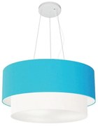 Pendente Cilíndrico Azul Turquesa e Branco MJ-4061 Para Mesa de Jantar e Estar