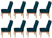 Conjunto 8 Cadeiras Decorativa Lara Veludo Azul Marinho