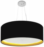 Lustre Pendente Cilíndrico Md-4142 Cúpula em Tecido 80x30cm Preto / Amarelo - Bivolt