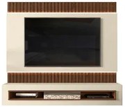 Painel Home Suspenso Ripado para TV até 65 Pol. Felinni Creme/Caiena -