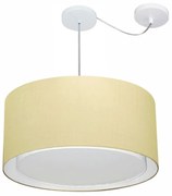 Lustre Pendente Cilíndrico Com Desvio Md-4316 Cúpula em Tecido 55x30cm Algodão Crú - Bivolt