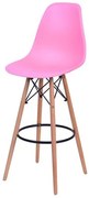 Banqueta Eames Polipropileno Rosa Fosco Base Madeira - 54763 Sun House