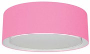 Plafon Duplo Cilíndrico Md-3037 Cúpula em Tecido 60x25cm Rosa Bebê - Bivolt