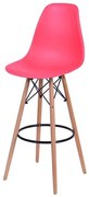 Banqueta Eames Polipropileno Vermelho Fosco Base Madeira - 54790 Sun House