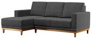 Sofá Living 200cm 3 Lugares Com Chaise Direito Kayrós D05 Linho Chumbo