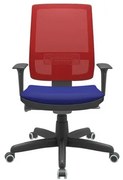 Cadeira Office Brizza Tela Vermelha Assento Aero Azul Autocompensador Base Standard 120cm - 63705 Sun House