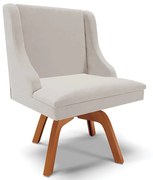 Poltrona Decorativa Base Giratória de Madeira Firenze Veludo Cinza/Natural G19 - Gran Belo