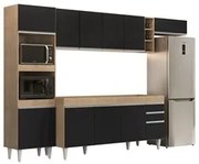 Armário de Cozinha Modulada 5 Peças CP16 Balcão Castanho/Preto - Lumil