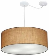 Lustre Pendente Cilíndrico Com Desvio Md-4266 Cúpula em Tecido 60x21cm Palha - Bivolt