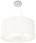 Lustre Pendente Cilíndrico Md-4191 Cúpula em Tecido 55x25cm Branco - Bivolt