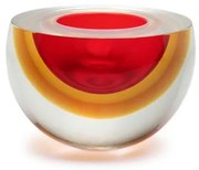 Centro Gota Bicolor Reto Vermelho com Âmbar Murano Cristais Cadoro