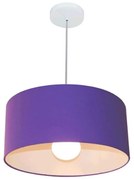 Lustre Pendente Cilíndrico 4052 Cúpula em Tecido 50x21cm Roxo - Bivolt